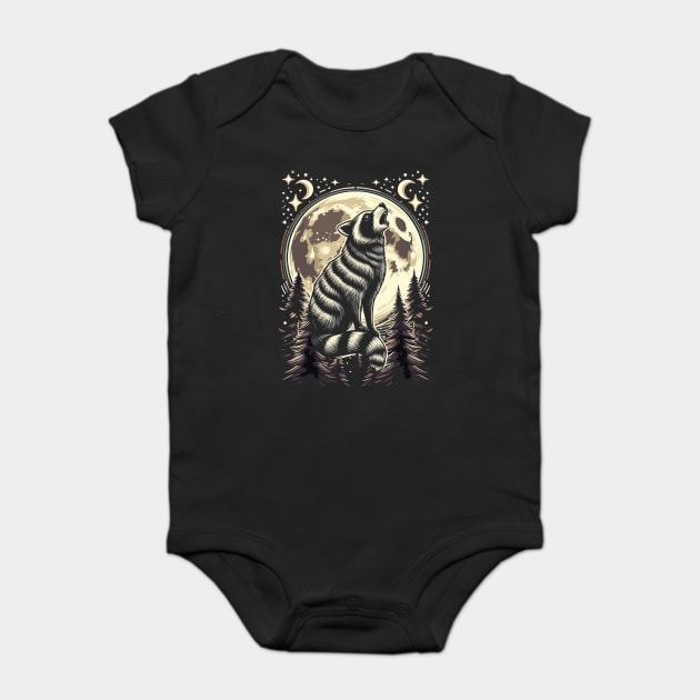 Raccoon Howling at the Moon Baby Bodysuit by JessArty